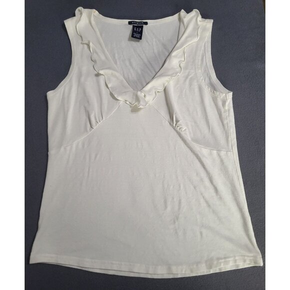 GAP Tops - GAP Women's LG Stretch V Neck y2k Tank Top Ruffle Vintage Babydoll Feminine